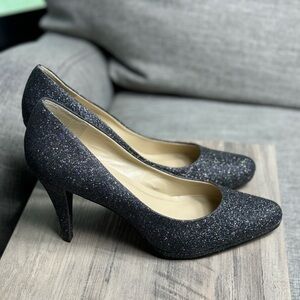 Ellen Tracy Cody Black Glitter Heels Size 10M